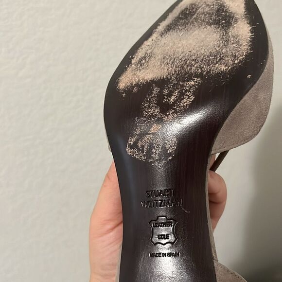 STUART WEITZMAN Gray/Beige Ankle Tie 3 Inch Heels, Size 10 - Picture 10 of 10